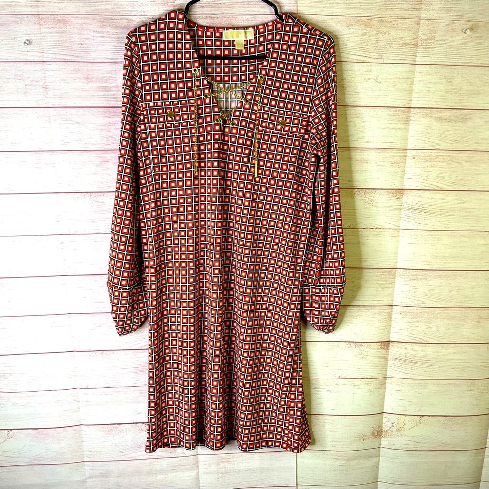 Michael Michael Kore Gold Chain Detail Shirt Dress Size Medium